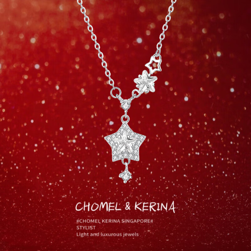 邦帛世 项链女锁骨链星星吊坠小众高级感新款情人节礼物送女友生日礼物