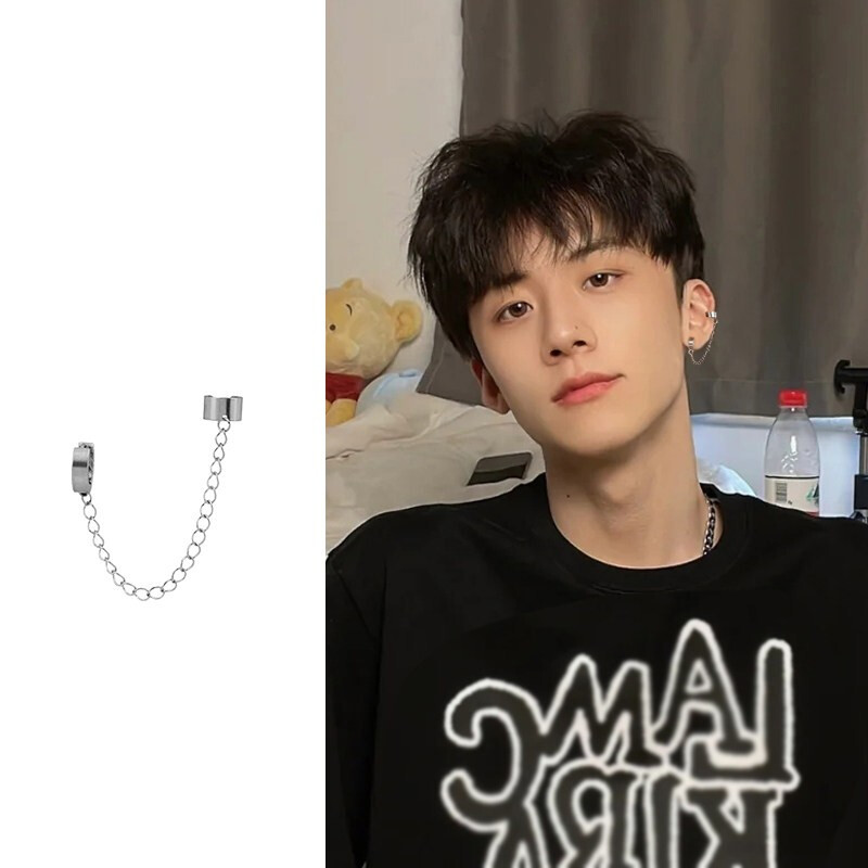 MOLC日韩无耳洞链条耳骨夹个性一体式耳夹潮嘻哈男女学生配饰生日礼物 一体式耳夹款